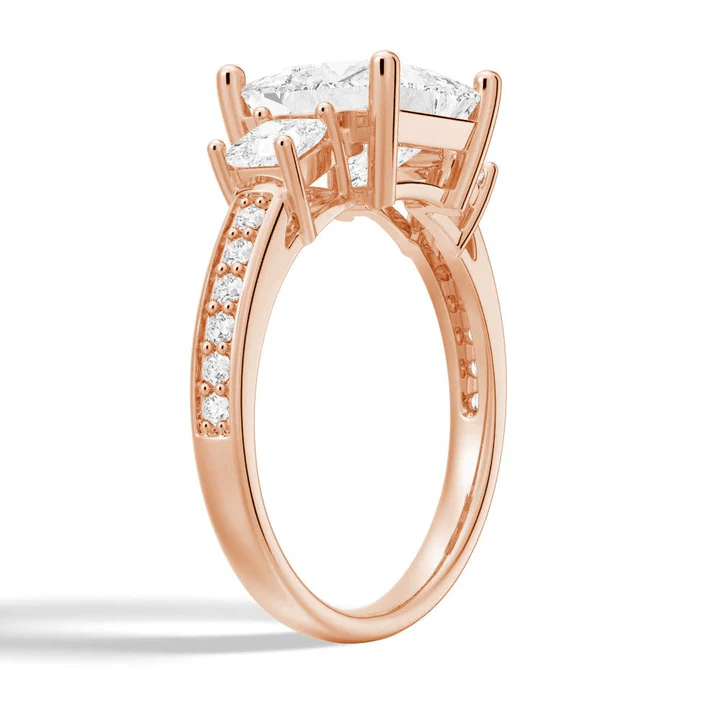 Princess Cut Three Stone Pavé Moissanite Engagement Ring - Novelle Vow