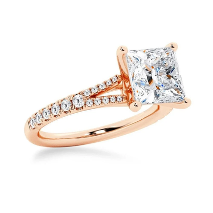 Princess-Cut Moissanite Bridal Set with Split-Shank Band