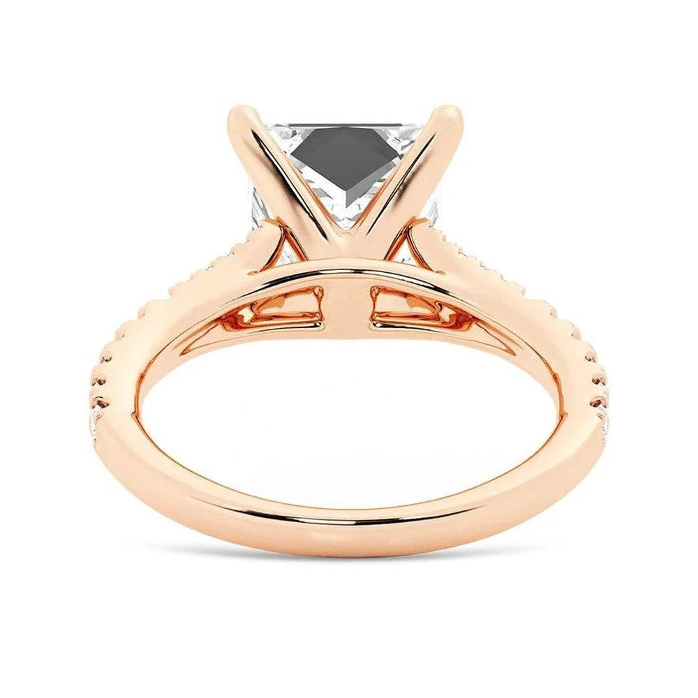 Princess-Cut Moissanite Bridal Set with Split-Shank Band