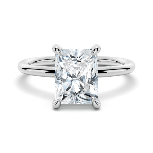 Radiant Cut Moissanite Solitaire Engagement Ring with 4 Prong Setting in White Gold - Novelle Vow