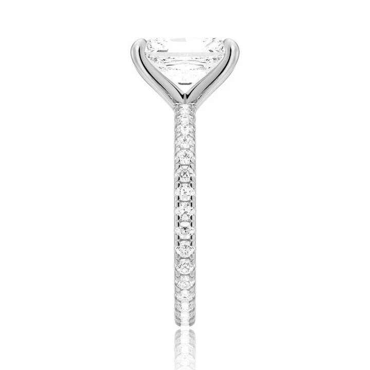 Radiant Cut Moissanite Engagement Ring with Eternity Pavé Band - Novelle Vow