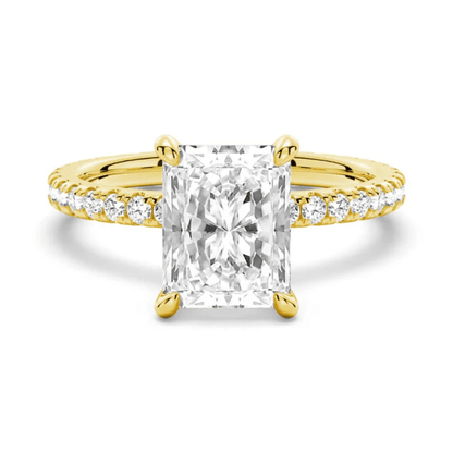 Radiant Cut Moissanite Engagement Ring with Eternity Pave Band in Yellow Gold - Novelle Vow