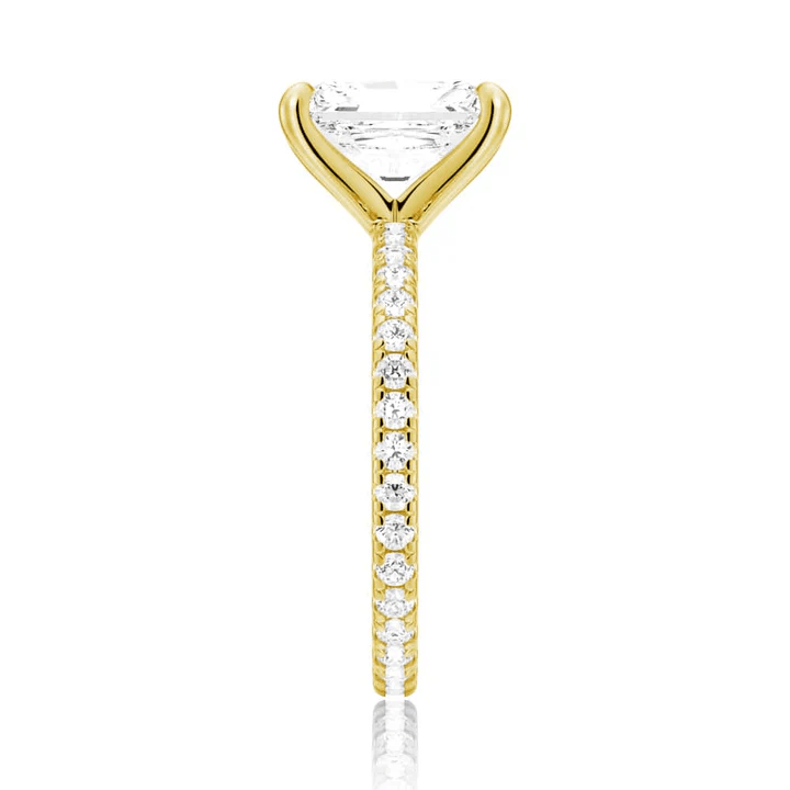 Radiant Cut Moissanite Engagement Ring with Eternity Pavé Band - Novelle Vow