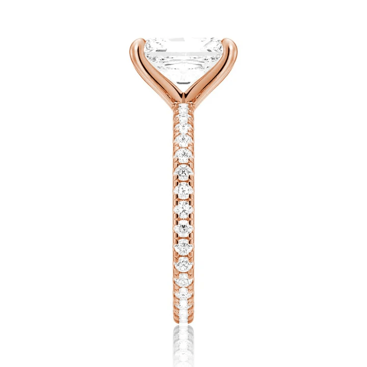 Radiant Cut Moissanite Engagement Ring with Eternity Pavé Band - Novelle Vow