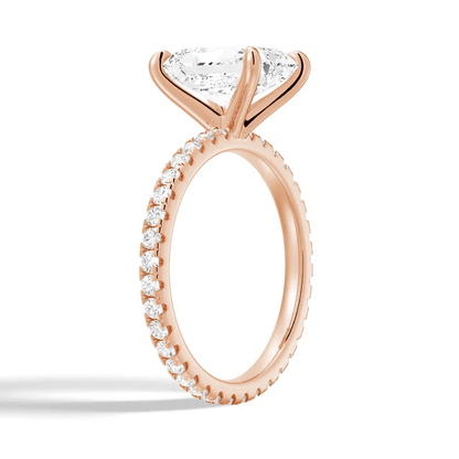 Radiant Cut Moissanite Engagement Ring with Eternity Pavé Band - Novelle Vow