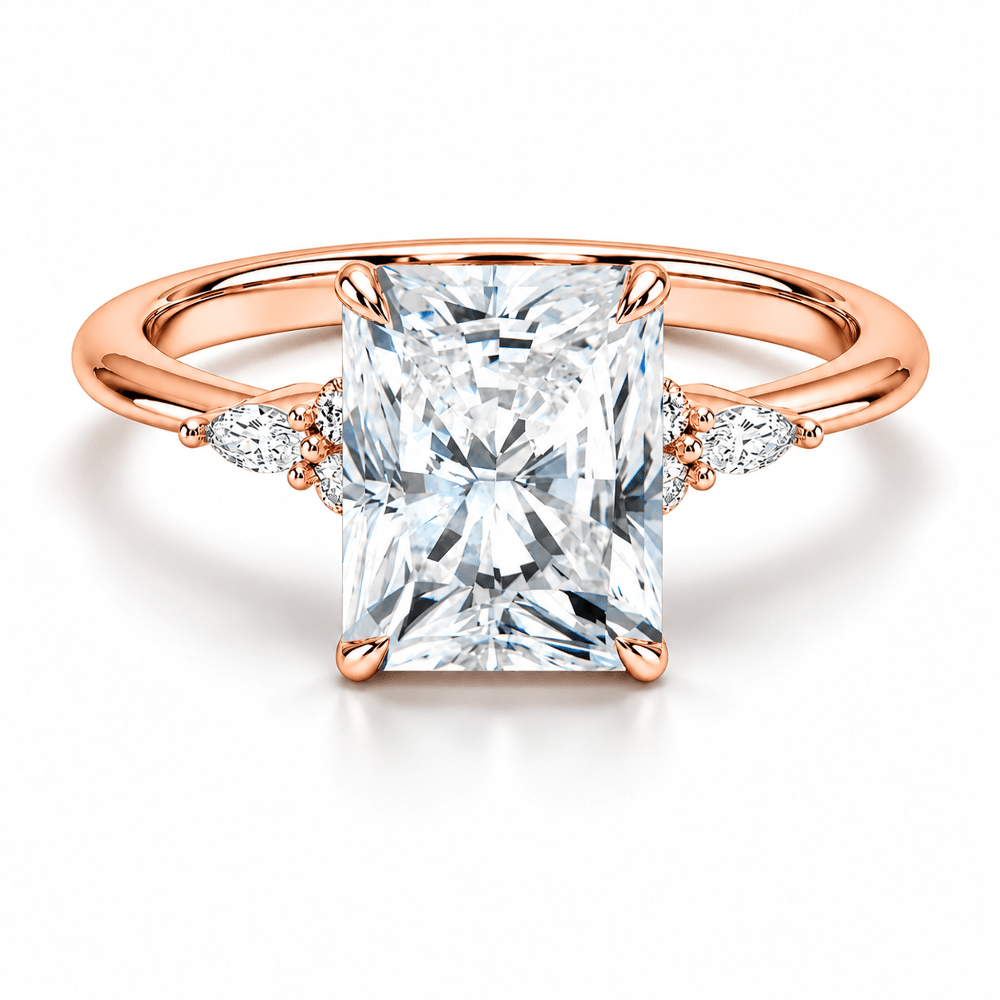 Radiant-Cut Moissanite Engagement Ring with Marquise Accents - Novelle Vow