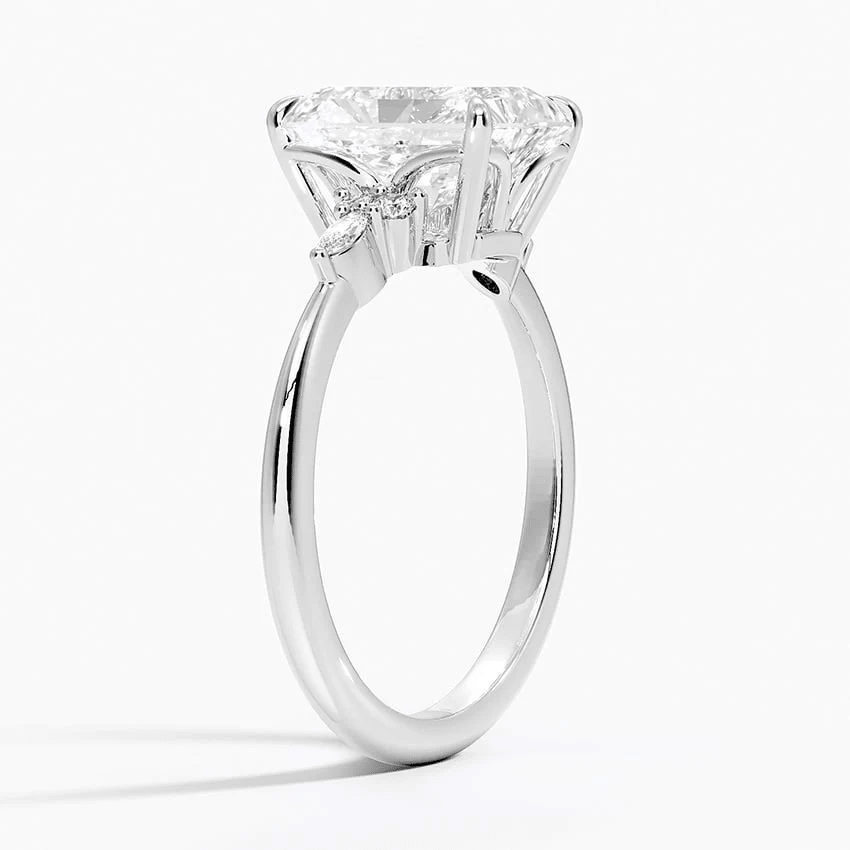 Radiant-Cut Moissanite Engagement Ring with Marquise Accents - Novelle Vow