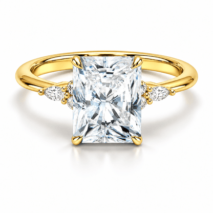 Radiant-Cut Moissanite Engagement Ring with Marquise Accents - Novelle Vow