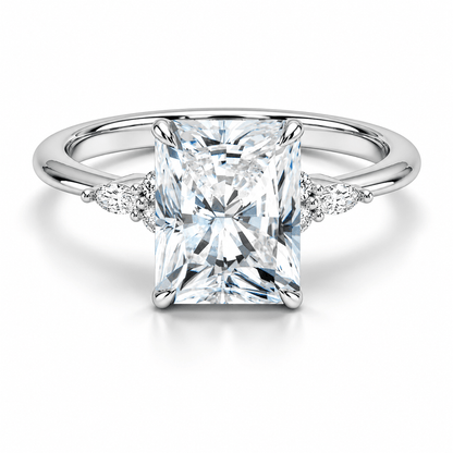 Radiant-Cut Moissanite Engagement Ring with Marquise Accents - Novelle Vow