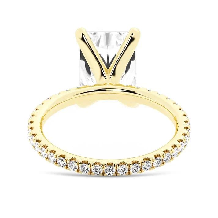 5ct Radiant-Cut Moissanite Engagement Ring with Pavé Band