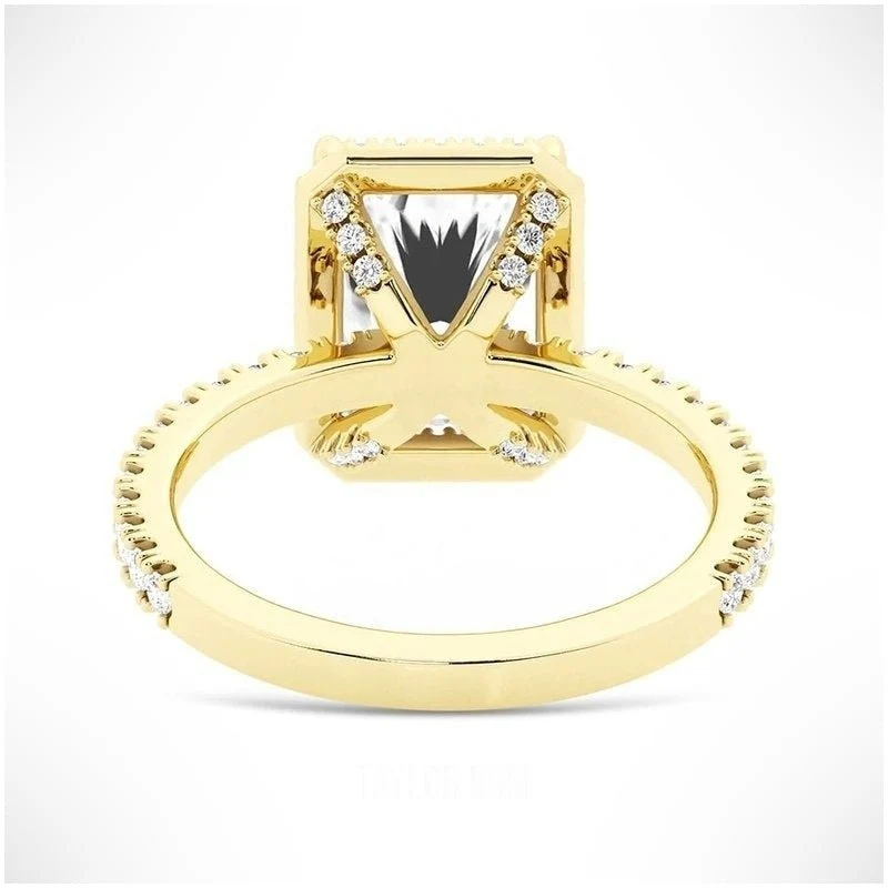 Radiant-Cut Moissanite Halo Engagement Ring with Pavé Band