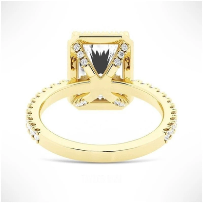 Radiant-Cut Moissanite Halo Engagement Ring with Pavé Band