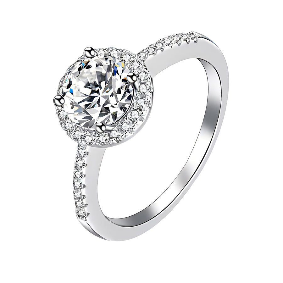 Radiant Round Cut Moissanite Halo Engagement Ring