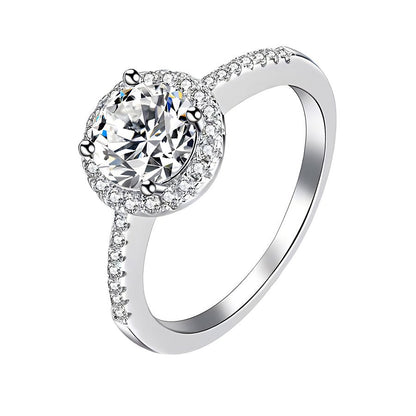 Radiant Round Cut Moissanite Halo Engagement Ring