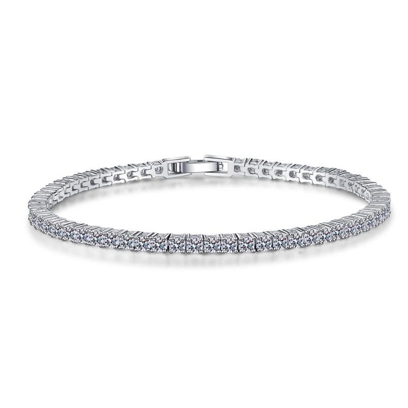 Round Bezel Set Moissanite Tennis Bracelet (Bubble Style) - Novelle Vow