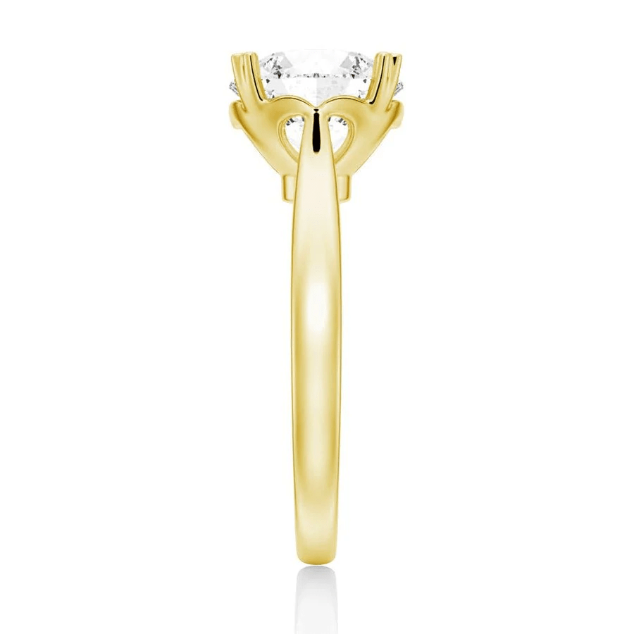 Round Brilliant Cut Moissanite Engagement Ring – Heart Shaped Prongs - Novelle Vow