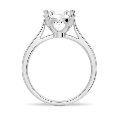Round Brilliant Cut Moissanite Engagement Ring – Heart Shaped Prongs - Novelle Vow