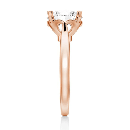 Round Brilliant Cut Moissanite Engagement Ring – Heart Shaped Prongs - Novelle Vow