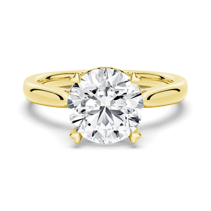 Round Brilliant Cut Moissanite Engagement Ring – Heart Shaped Prongs - Novelle Vow