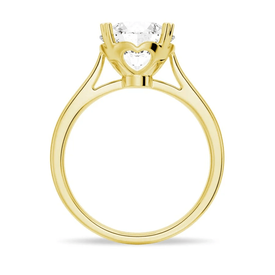 Round Brilliant Cut Moissanite Engagement Ring – Heart Shaped Prongs - Novelle Vow