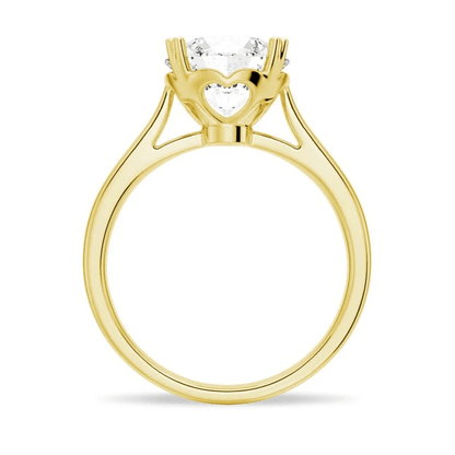 Round Brilliant Cut Moissanite Engagement Ring – Heart Shaped Prongs - Novelle Vow