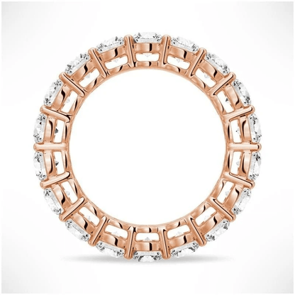 Profile view of  Round Cut Moissanite Full Eternity Band with Shared Prong Setting in Rose Gold - Novelle Vow