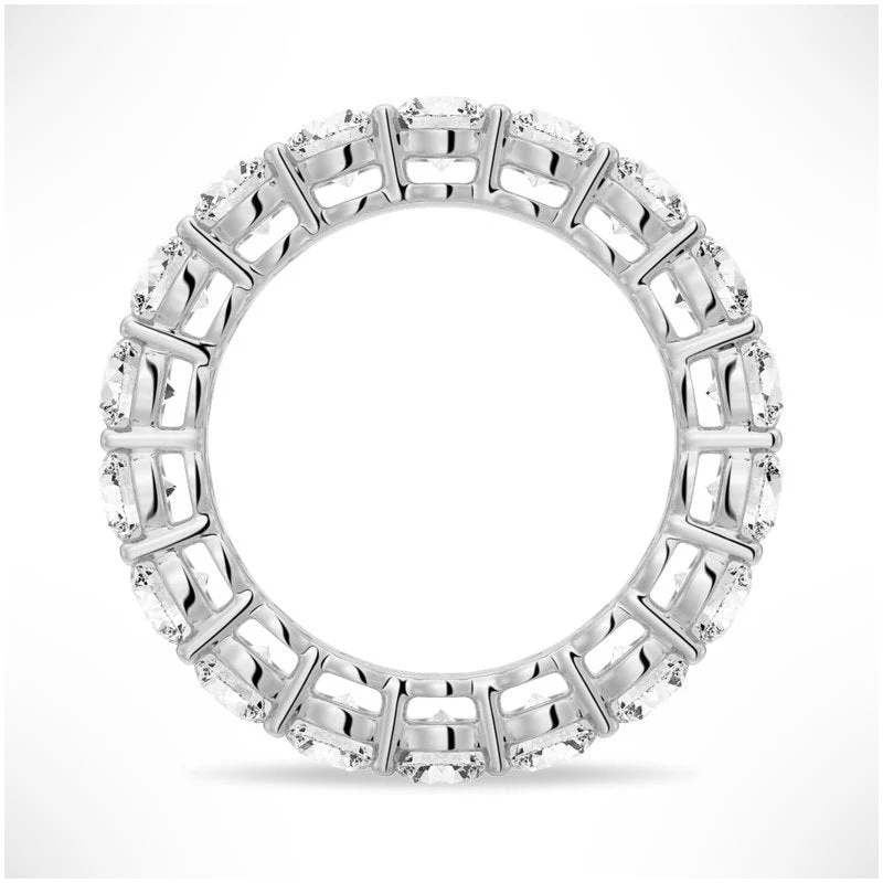 Profile view of  Round Cut Moissanite Full Eternity Band with Shared Prong Setting in White Gold - Novelle Vow