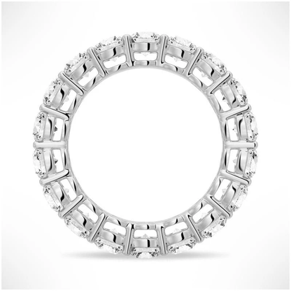 Profile view of  Round Cut Moissanite Full Eternity Band with Shared Prong Setting in White Gold - Novelle Vow
