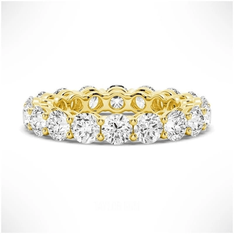 Round Cut Moissanite Full Eternity Band with Shared Prong Setting in Yellow Gold - Novelle Vow
