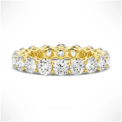 Round Cut Moissanite Full Eternity Band with Shared Prong Setting in Yellow Gold - Novelle Vow