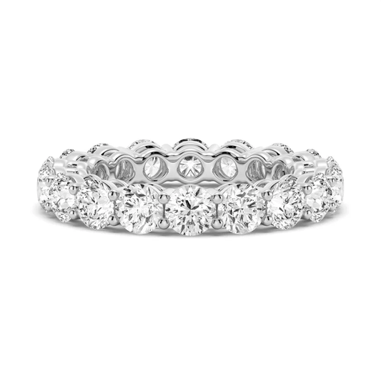 Round Cut Moissanite Full Eternity Band with Shared Prong Setting in White Gold - Novelle Vow