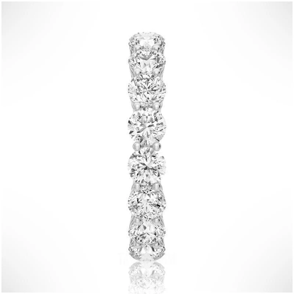 Side profile view of Round Cut Moissanite Full Eternity Band with Shared Prong Setting in White Gold - Novelle Vow