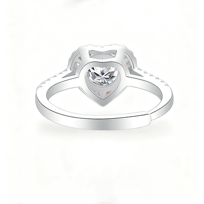Round Moissanite Heart Halo Engagement Ring with Pavé Band - Novelle Vow