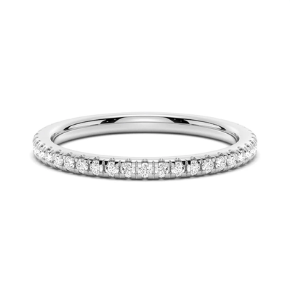 NOVELLE VOW front view of 1.7mm round moissanite pave wedding band in white gold