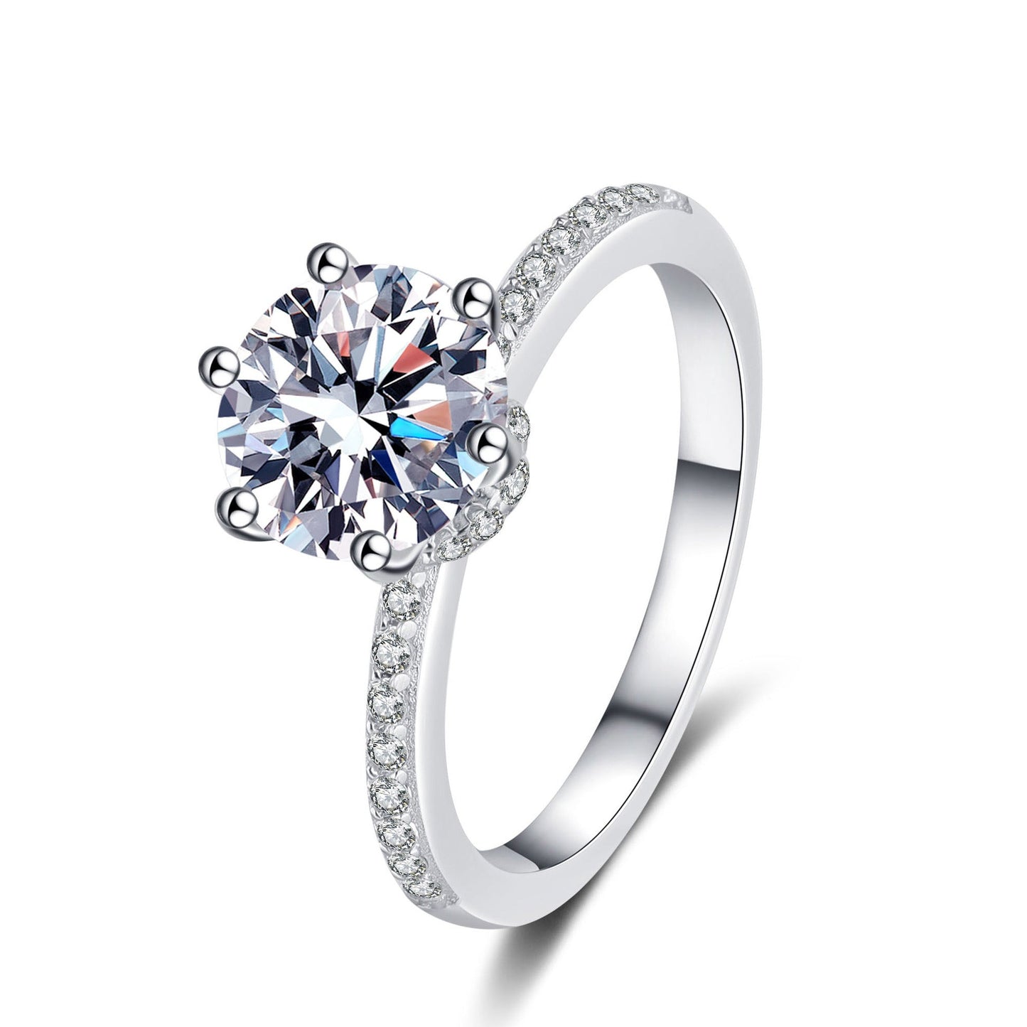 Round Moissanite Ring with Pavé & Hidden Halo - Novelle Vow