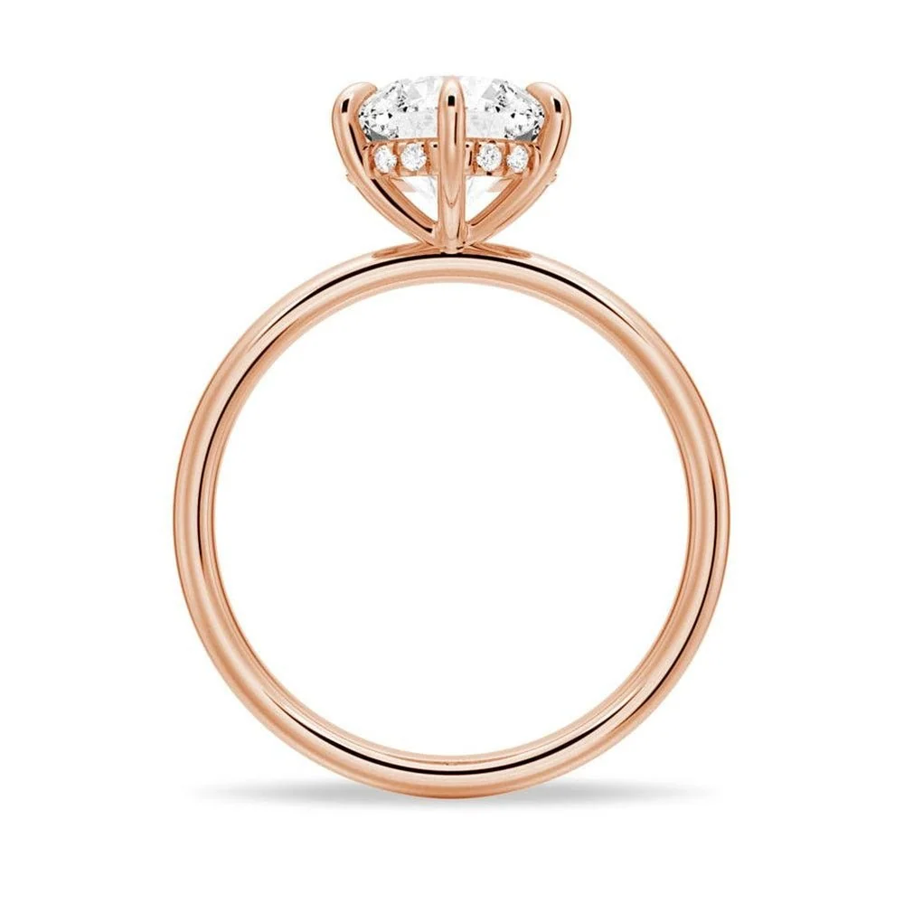 Round Moissanite Solitaire Engagement Ring and Pavé Wedding Band Set