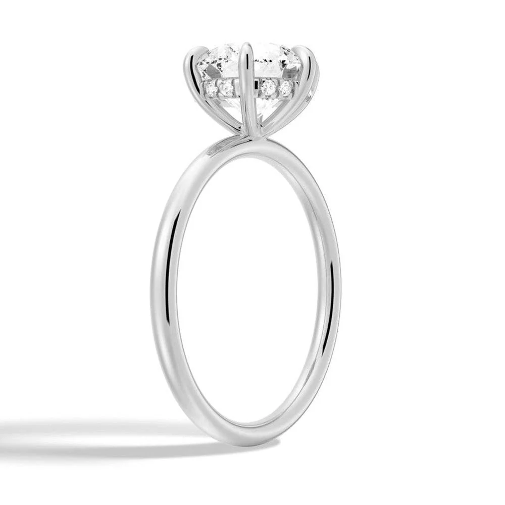 Round Moissanite Solitaire Engagement Ring and Pavé Wedding Band Set