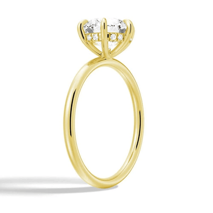Round Moissanite Solitaire Engagement Ring and Pavé Wedding Band Set - Novelle Vow