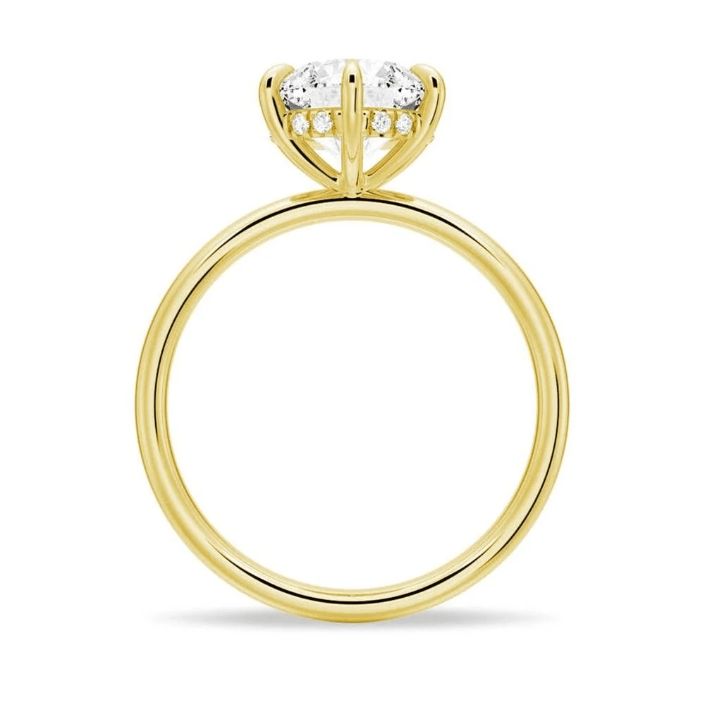 Round Moissanite Solitaire Engagement Ring and Pavé Wedding Band Set - Novelle Vow