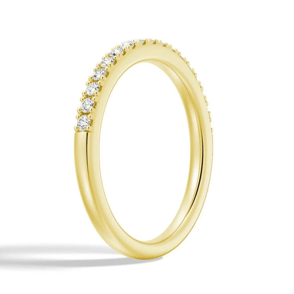 Round Moissanite Solitaire Engagement Ring and Pavé Wedding Band Set - Novelle Vow