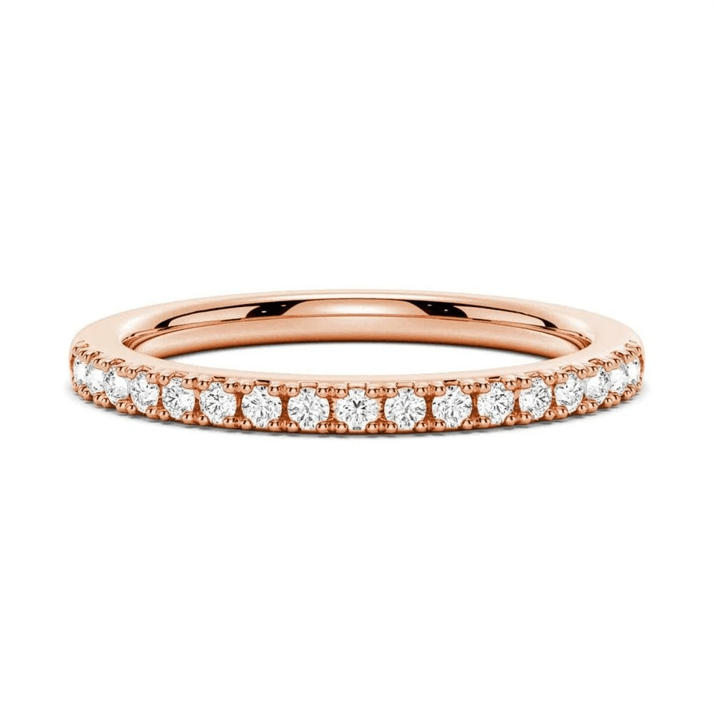 Round Moissanite Solitaire Engagement Ring and Pavé Wedding Band Set - Novelle Vow
