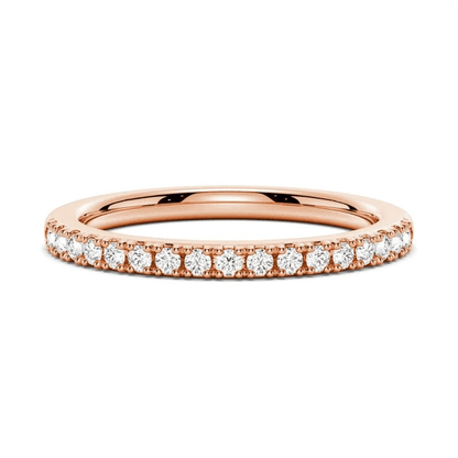 Round Moissanite Solitaire Engagement Ring and Pavé Wedding Band Set - Novelle Vow