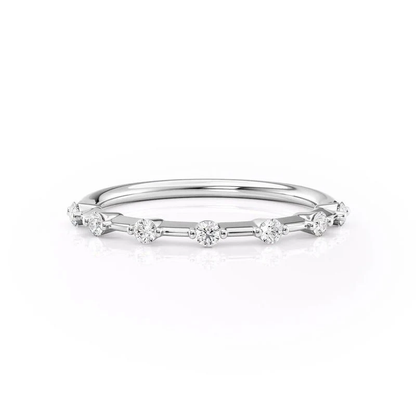 NOVELLE VOW front view of white gold seven stone round moissanite wedding band