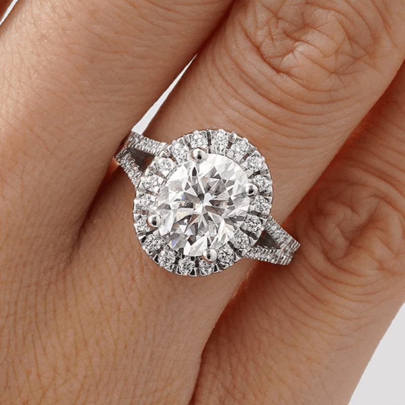 Split Shank Halo Oval Moissanite Engagement Ring - Novelle Vow