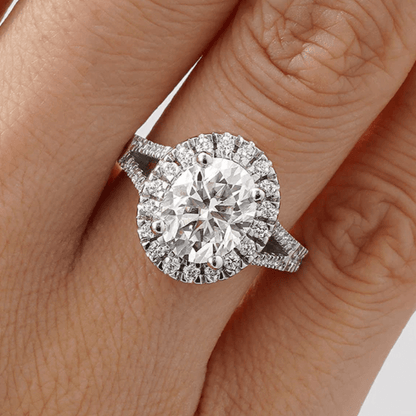 Split Shank Halo Oval Moissanite Engagement Ring - Novelle Vow
