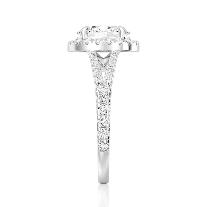 Split Shank Halo Oval Moissanite Engagement Ring - Novelle Vow