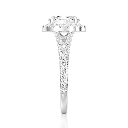 Split Shank Halo Oval Moissanite Engagement Ring - Novelle Vow