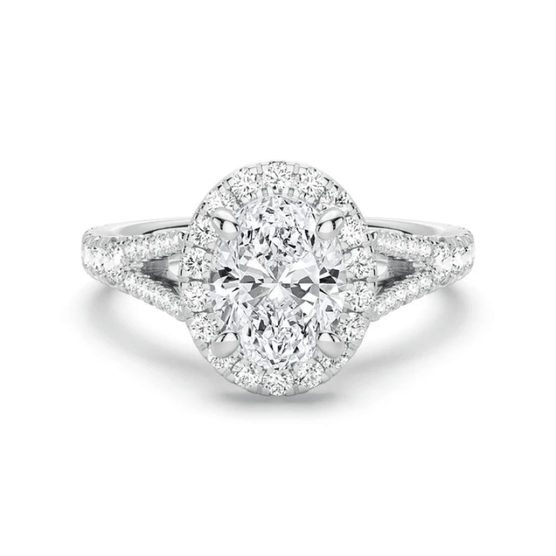 Split Shank Halo Oval Moissanite Engagement Ring - Novelle Vow