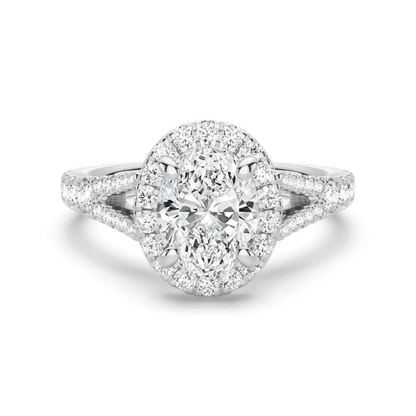 Split Shank Halo Oval Moissanite Engagement Ring - Novelle Vow