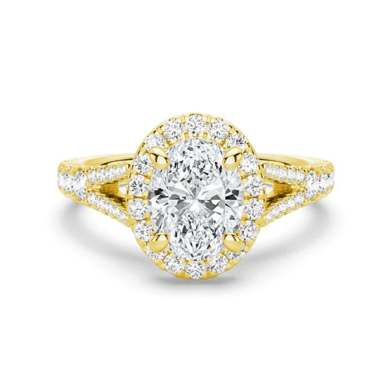 Split Shank Halo Oval Moissanite Engagement Ring - Novelle Vow